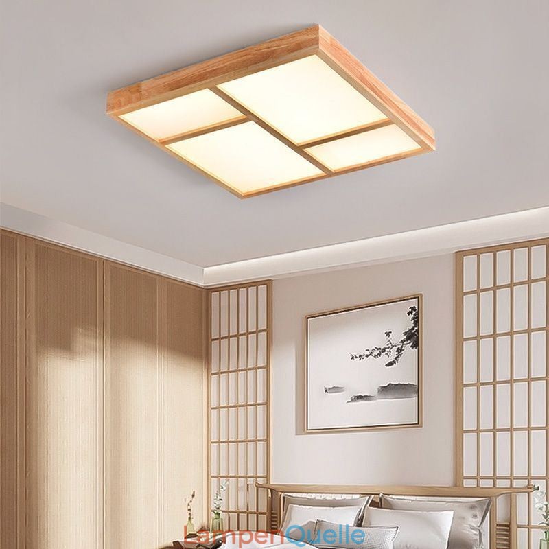 Japanische Acryl-Deckenleuchte, geometrische Holz-Deckenleuchte