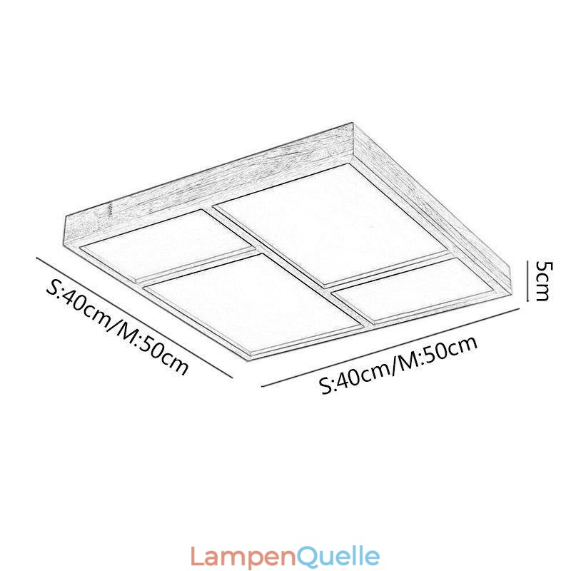Japanische Acryl-Deckenleuchte, geometrische Holz-Deckenleuchte