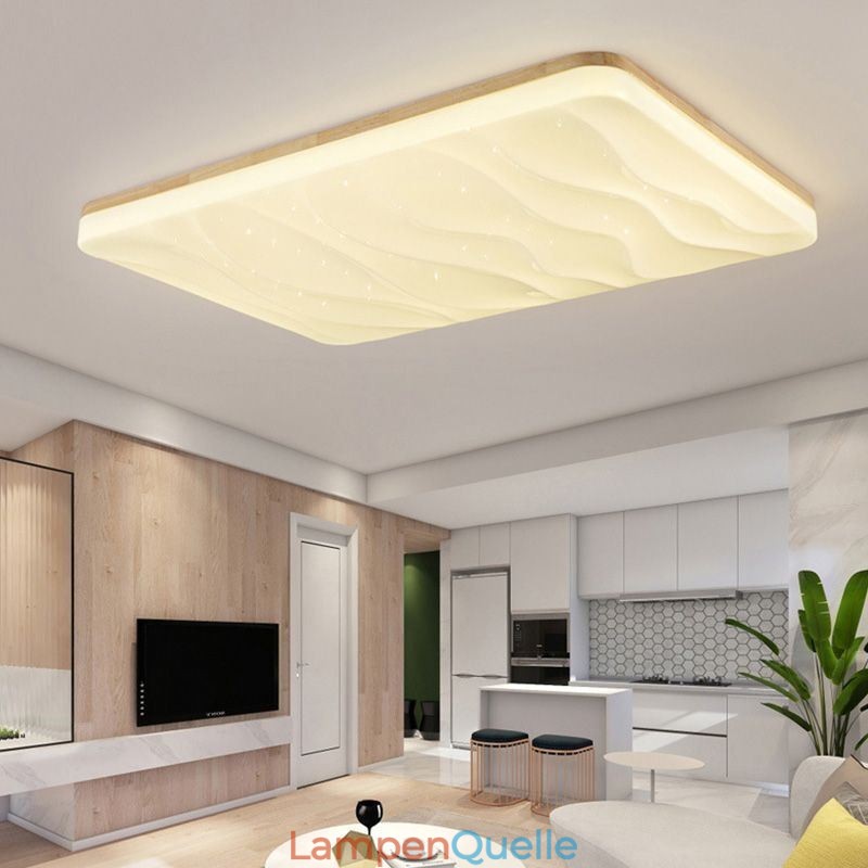 Japanische Acryl-Deckenleuchte, rechteckige gewellte Deckenlampe