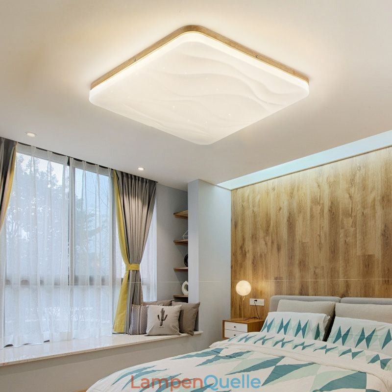 Japanische Acryl-Deckenleuchte, quadratische gewellte Deckenlampe