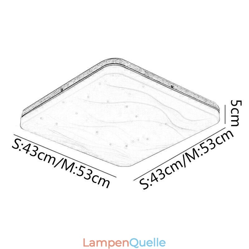 Japanische Acryl-Deckenleuchte, quadratische gewellte Deckenlampe