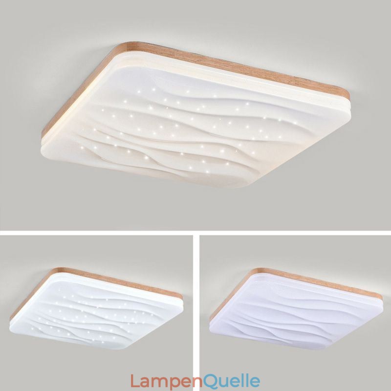 Japanische Acryl-Deckenleuchte, quadratische gewellte Deckenlampe