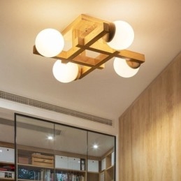 Japanische Holz-Deckenleuchte Magic Bean Molecular Deckenlampe