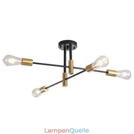 4 Lichter Schwarz Sputnik Kronleuchter Mid Century Semi Flush Mount Deckenleuchte