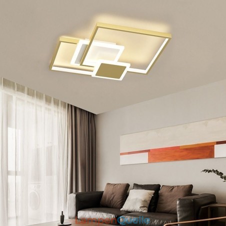 Moderne goldene Unterputz-Deckenleuchte mit geometrischer Leuchte, 2-lagig Moderne goldene Unterputz-Deckenleuchte mit geometrischer Leuchte, 2-lagig