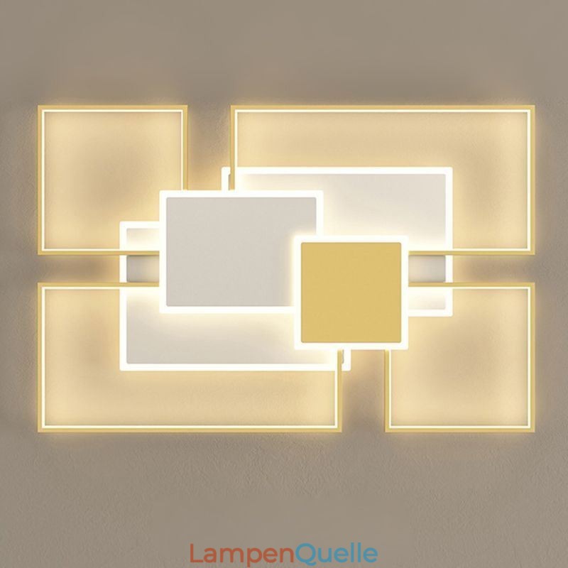 Moderne goldene Unterputz-Deckenleuchte mit geometrischer Leuchte, 2-lagig