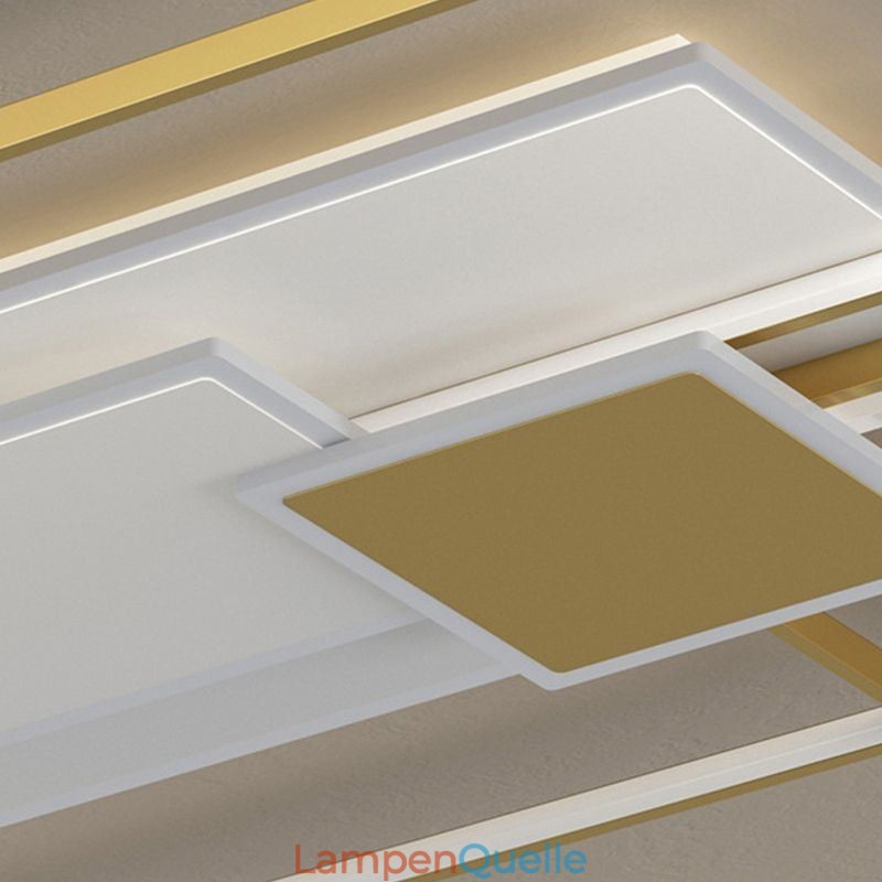 Moderne goldene Unterputz-Deckenleuchte mit geometrischer Leuchte, 2-lagig