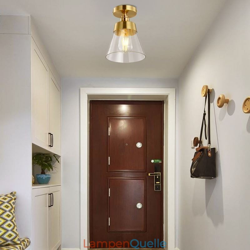 Moderne Deckenleuchte aus Glas, 1 Licht, Messing-Finish
