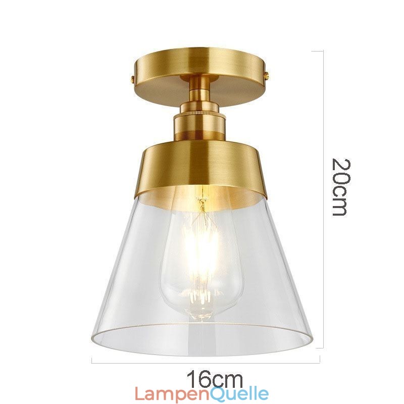 Moderne Deckenleuchte aus Glas, 1 Licht, Messing-Finish