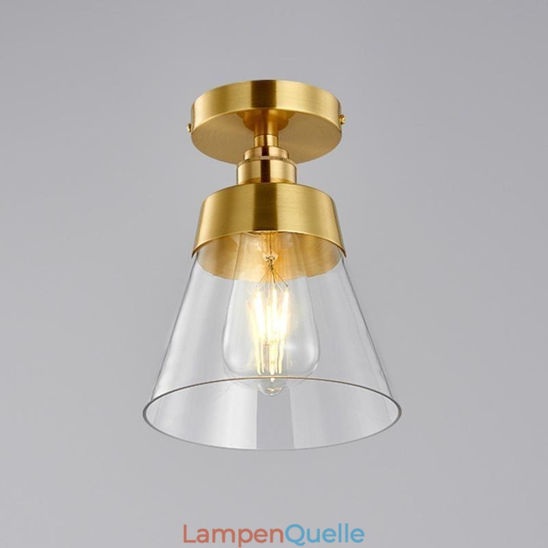 Moderne Deckenleuchte aus Glas, 1 Licht, Messing-Finish