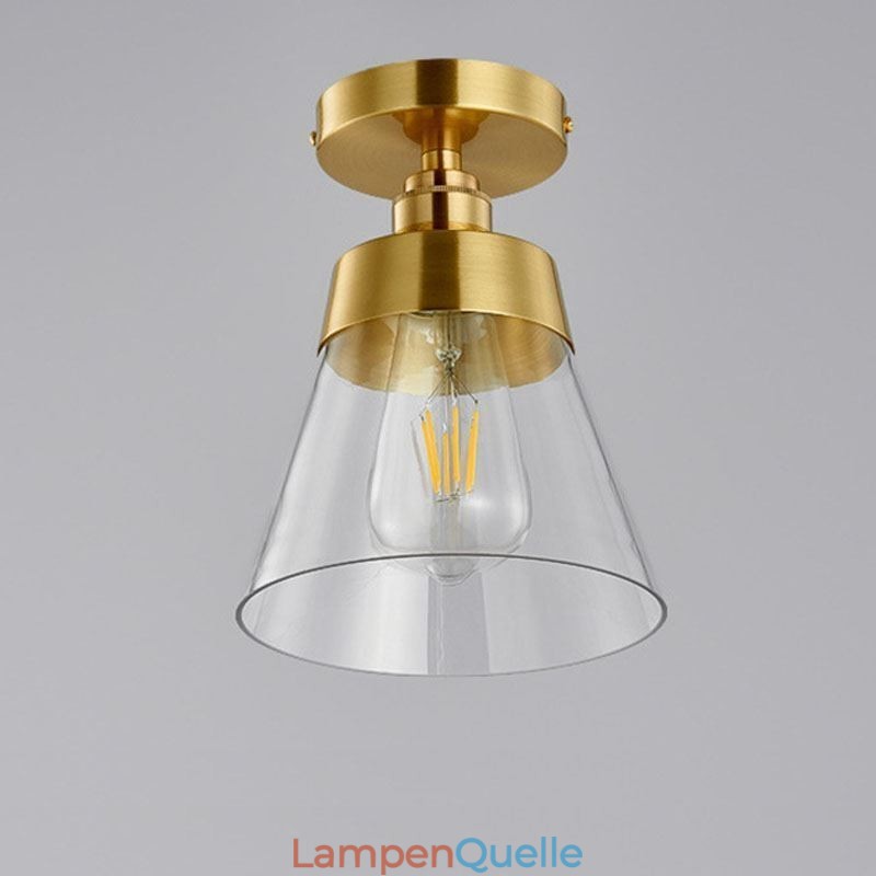 Moderne Deckenleuchte aus Glas, 1 Licht, Messing-Finish
