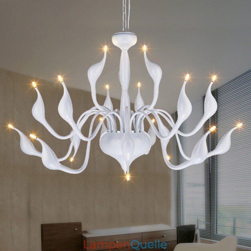 18 Lichter Edelstahl Post Modern Swan Kronleuchter Licht G4 Weiß Fertig