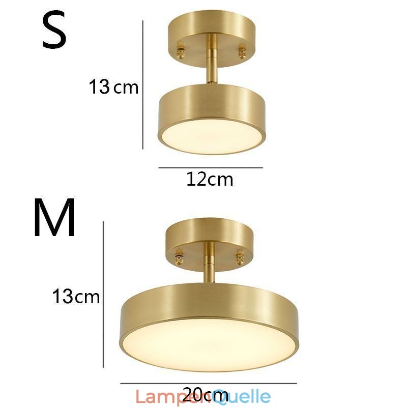 Runde Mini-Deckenleuchte in Gold-Kupfer