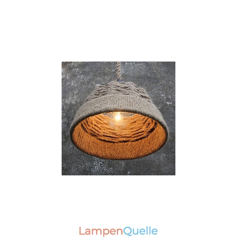 Handgefertigte Kronleuchterlampe aus Hanfseil im Retro-Landhausstil