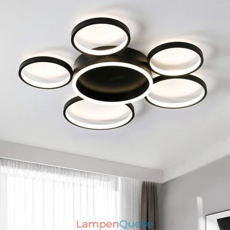 Moderne Deckenleuchte mit 6 Ringen aus Acryl Moderne Deckenleuchte mit 6 Ringen aus Acryl