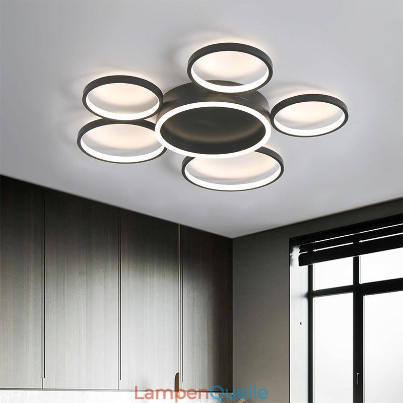 Moderne Deckenleuchte mit 6 Ringen aus Acryl