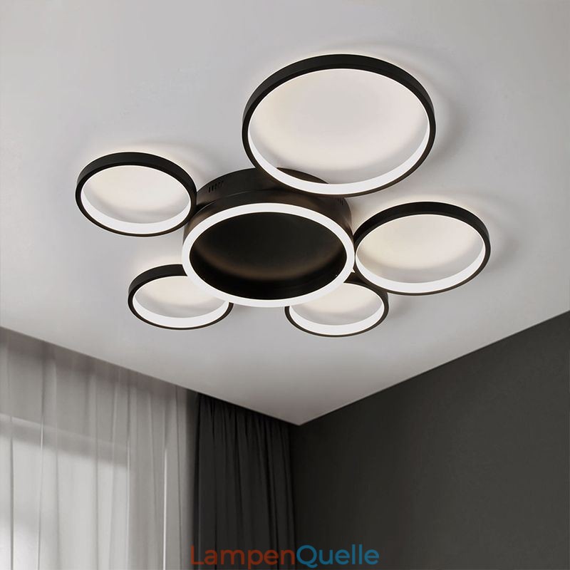 Moderne Deckenleuchte mit 6 Ringen aus Acryl