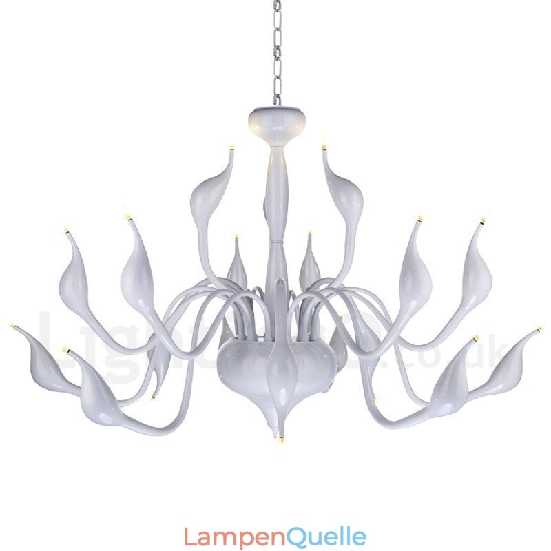 18 Lichter Edelstahl Post Modern Swan Kronleuchter Licht G4 Weiß Fertig