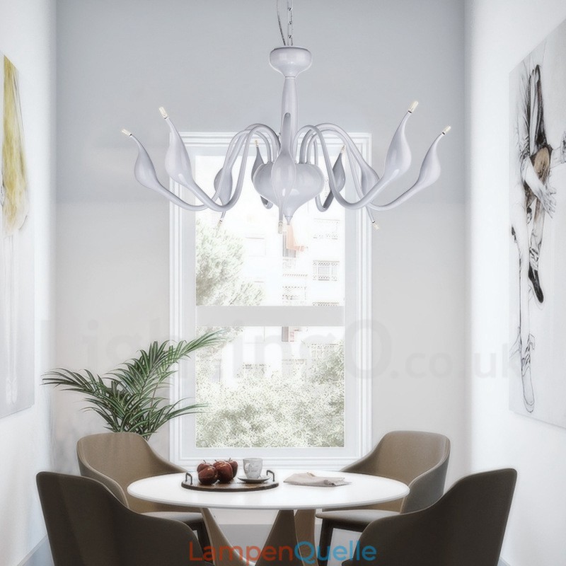 18 Lichter Edelstahl Post Modern Swan Kronleuchter Licht G4 Weiß Fertig