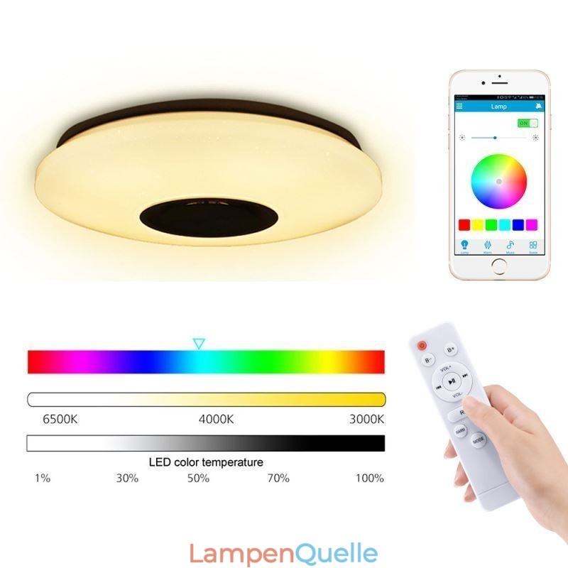 Bündig montierte, farbenfrohe Deckenleuchte mit Bluetooth-Musiklautsprecher-Timing-Funktion