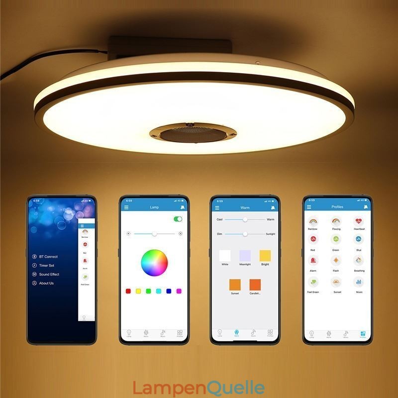 Bündig montierte, farbenfrohe Deckenleuchte mit Bluetooth-Musiklautsprecher-Timing-Funktion