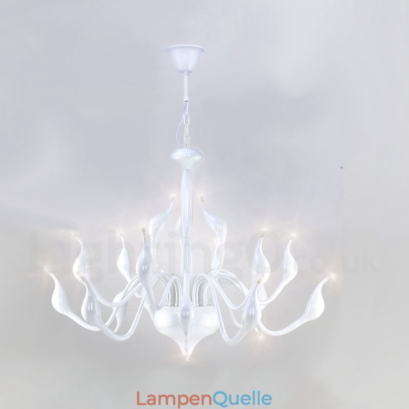 18 Lichter Edelstahl Post Modern Swan Kronleuchter Licht G4 Weiß Fertig