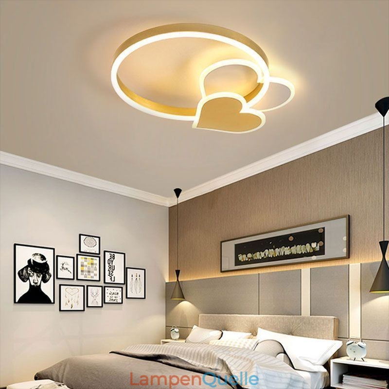 Moderne Deckenleuchte aus Acryl mit goldenem Doppelherz