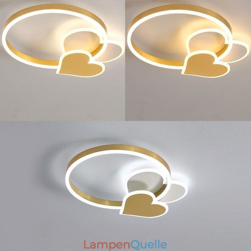 Moderne Deckenleuchte aus Acryl mit goldenem Doppelherz