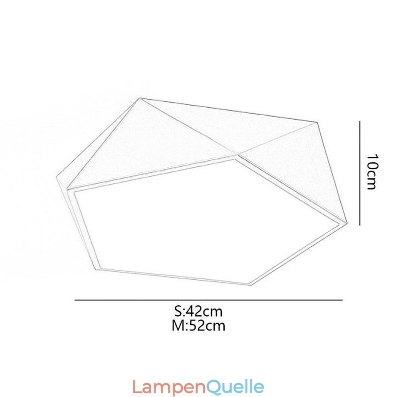 Goldfarbene, geometrische Deckenleuchte aus Acryl