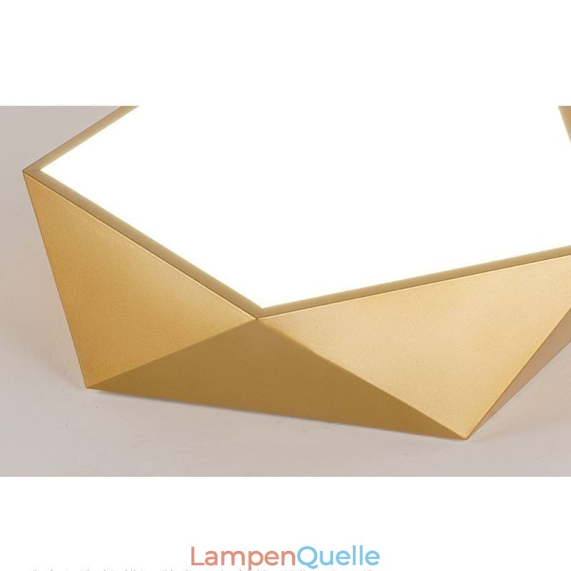 Goldfarbene, geometrische Deckenleuchte aus Acryl