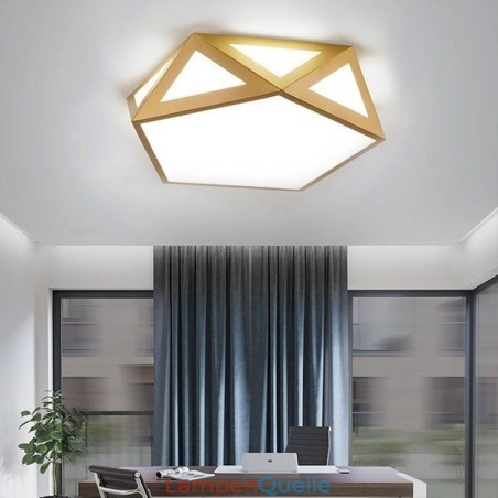 Goldfarbene, geometrische Deckenleuchte aus Acryl Goldfarbene, geometrische Deckenleuchte aus Acryl