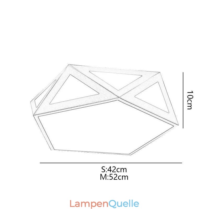 Goldfarbene, geometrische Deckenleuchte aus Acryl