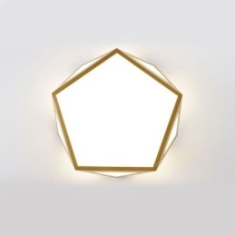 Goldfarbene, geometrische Deckenleuchte aus Acryl