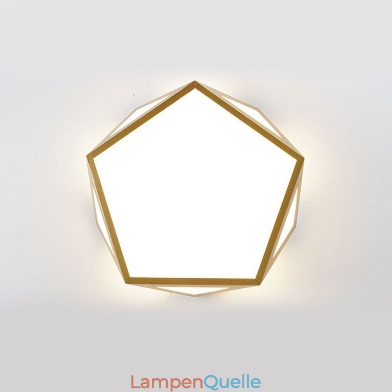 Goldfarbene, geometrische Deckenleuchte aus Acryl