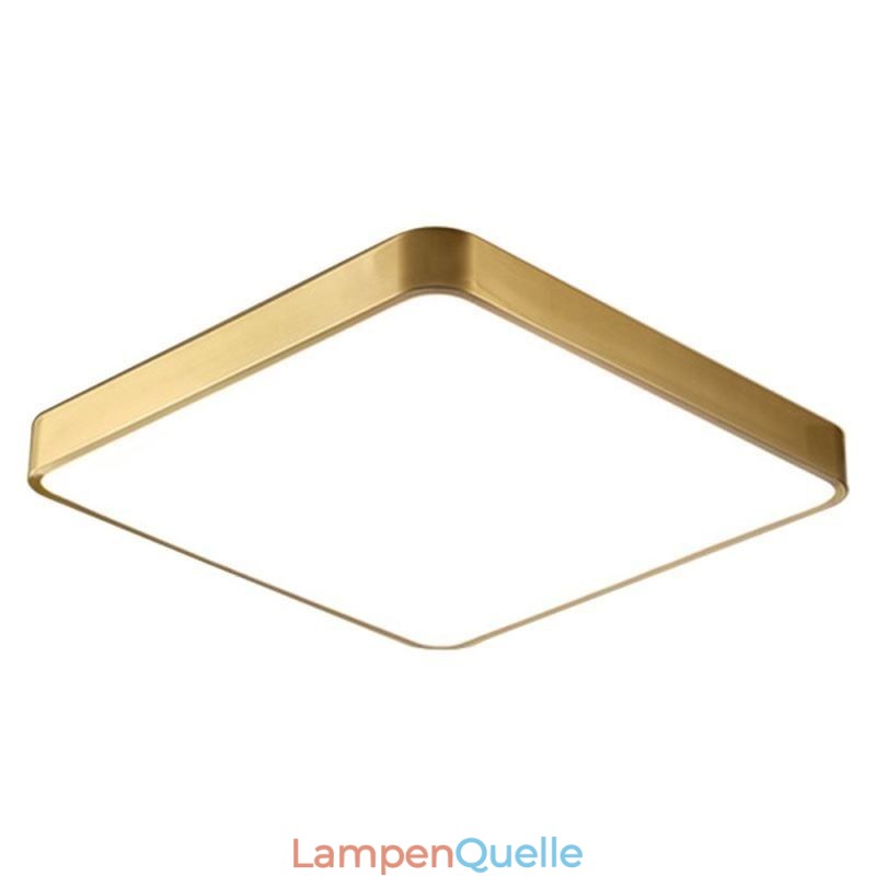 Minimalistische, quadratische Deckenleuchte aus Acryl in Gold