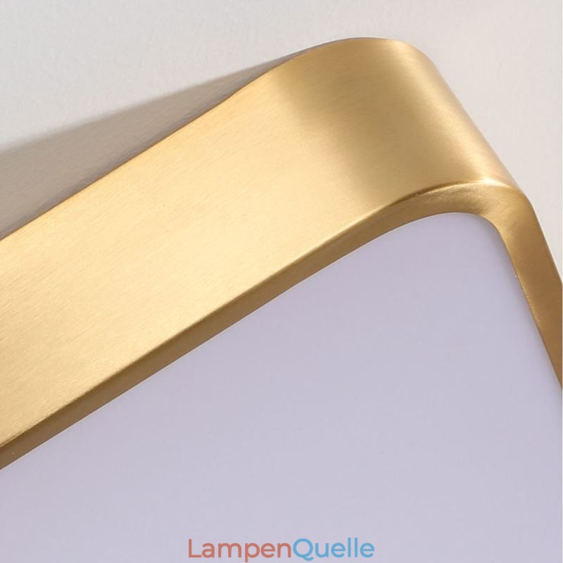 Minimalistische, quadratische Deckenleuchte aus Acryl in Gold