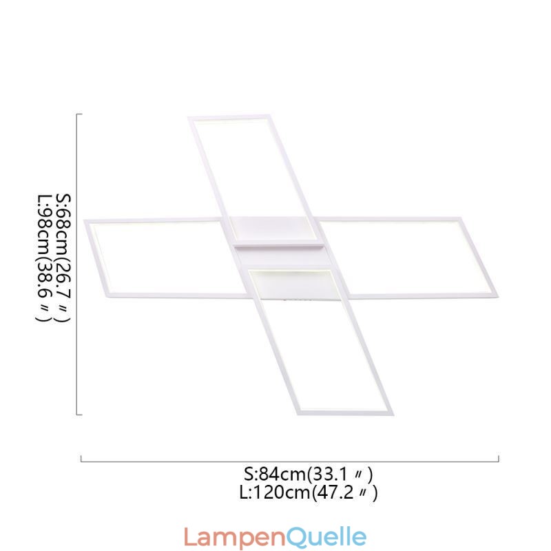 X-förmige, bündige, minimalistische Deckenleuchte aus Acryl