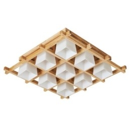 Nordische quadratische Gitter-Deckenleuchte aus Gummiholz