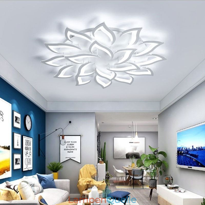 Moderne, schlichte Deckenleuchte aus Acryl in Sonnenblumenform