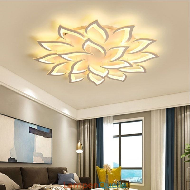 Moderne, schlichte Deckenleuchte aus Acryl in Sonnenblumenform