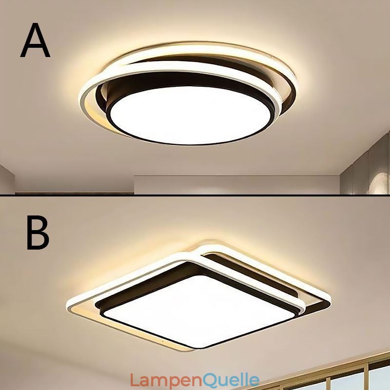 Moderne einfache Unterputz-Deckenleuchte mit geometrischem Rahmen und quadratischem Lampenschirm