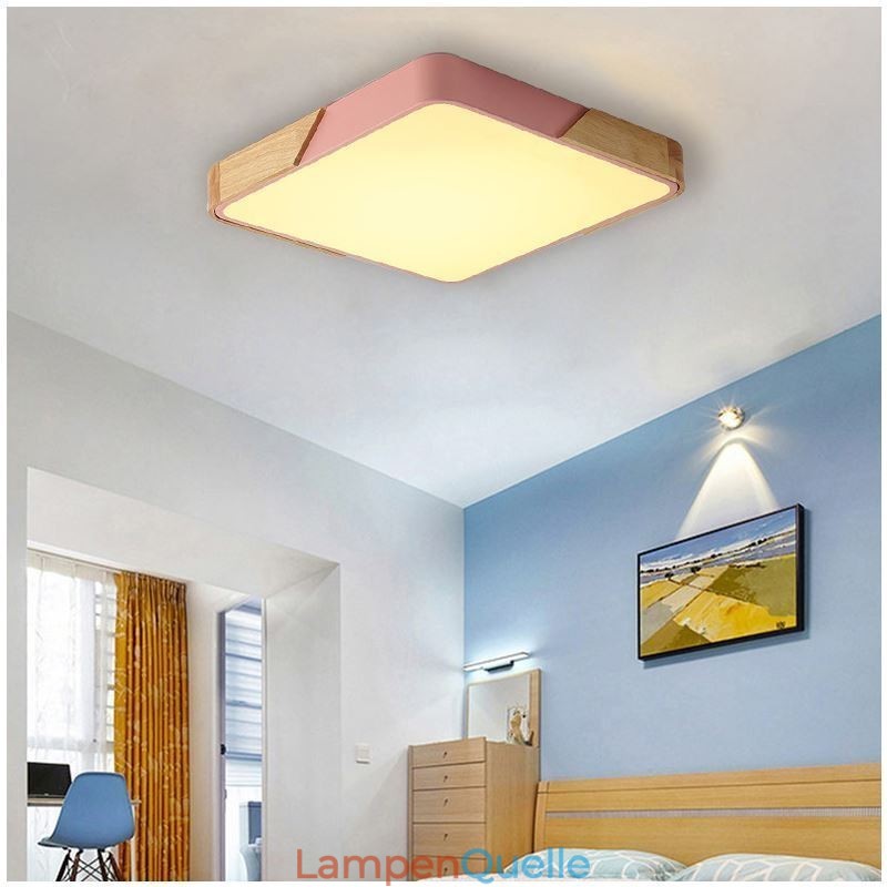 Einfache Unterputz-Deckenleuchte mit Holzrahmen, superdünnes Design, Lampe, Deckenleuchte