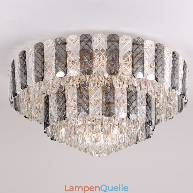 Kristall Flush Mount Doppelschicht Runde Luxus Dekorative Deckenleuchte 80cm