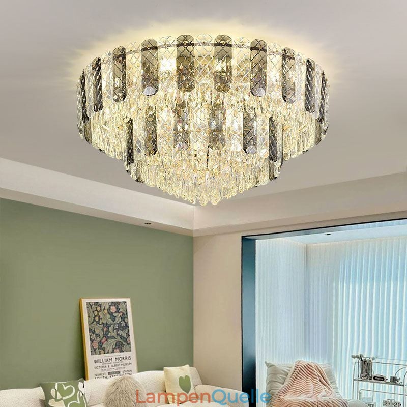 Kristall Flush Mount Doppelschicht Runde Luxus Dekorative Deckenleuchte 80cm