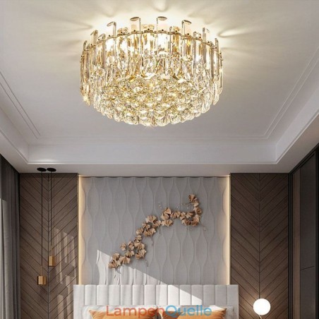 Luxuriöse Deckenleuchte mit Kristall-Bündigmontage, rund, mit Kristalldekoration Luxuriöse Deckenleuchte mit Kristall-Bündigmontage, rund, mit Kristalldekoration
