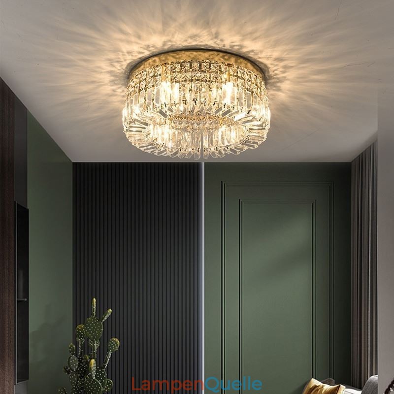 Moderne, elegante Deckenleuchte, bündige Montage, Kristall-Deckenleuchte