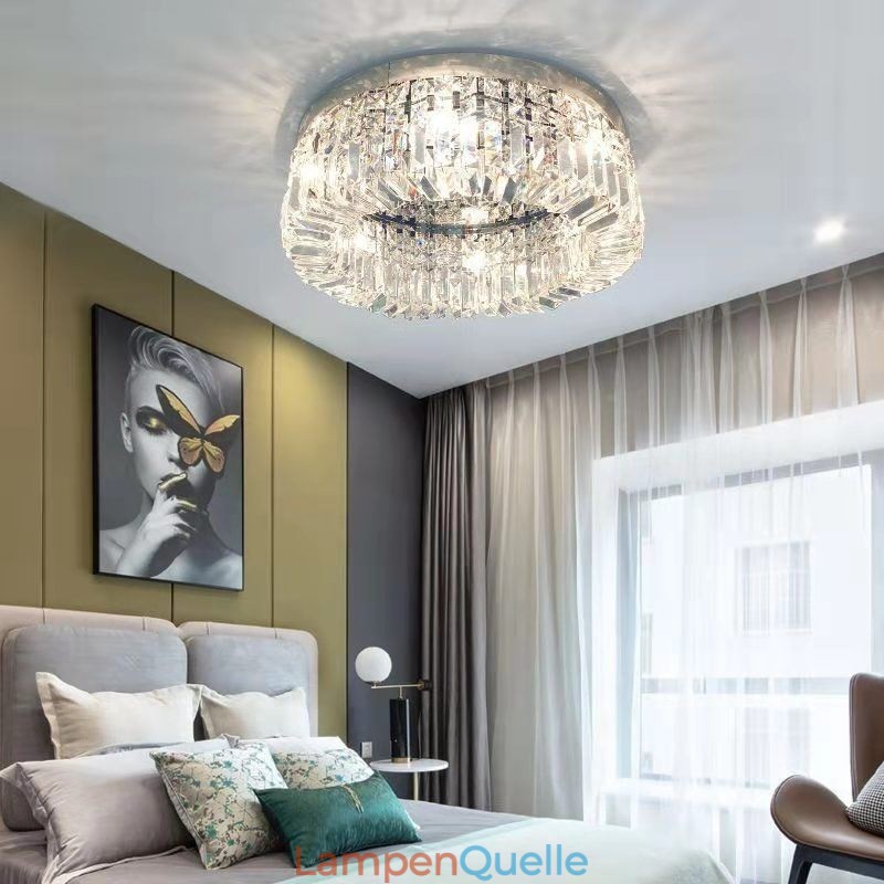 Moderne, elegante Deckenleuchte, bündige Montage, Kristall-Deckenleuchte