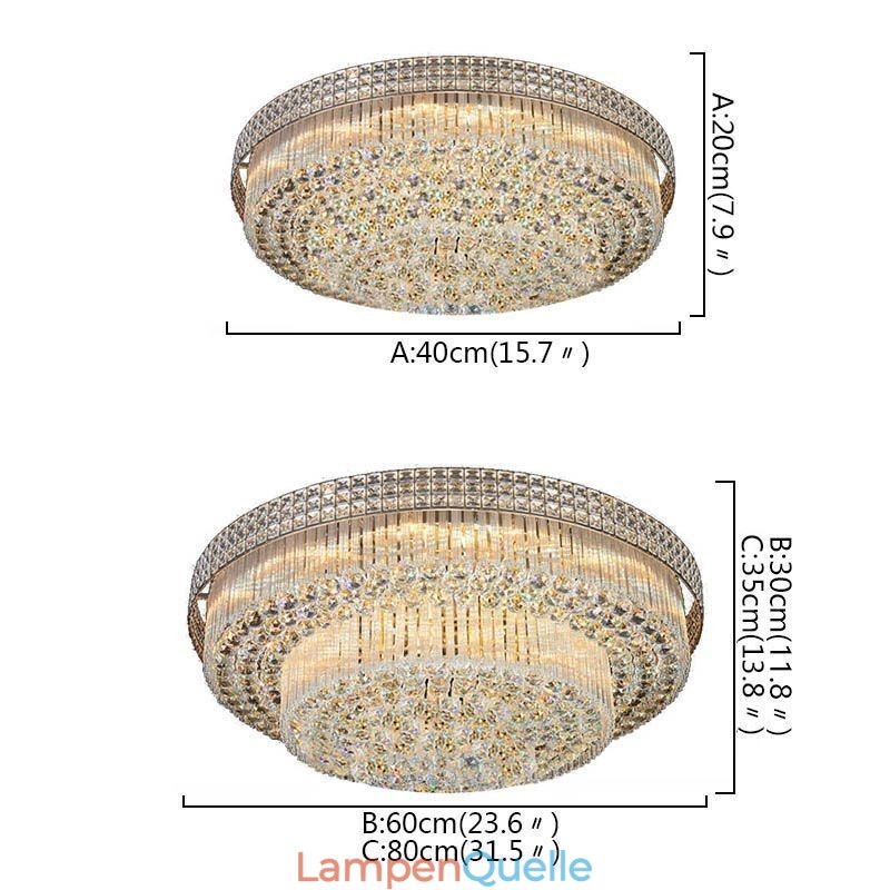 Moderner Kristall-Kronleuchter, rund, bündig montiert