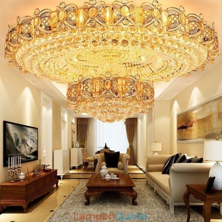 Moderne Deckenleuchte aus goldenem Kristall, runde Deckenleuchte Moderne Deckenleuchte aus goldenem Kristall, runde Deckenleuchte