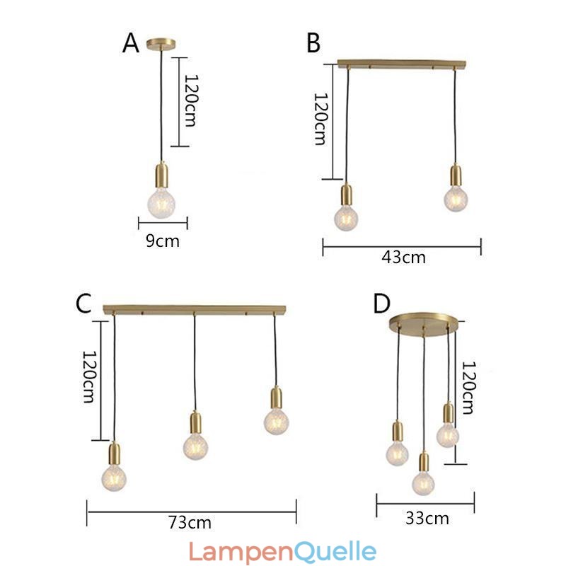 Nordic Brass 3 Pendelleuchte Cluster Light Island Kreative minimalistische Leuchte